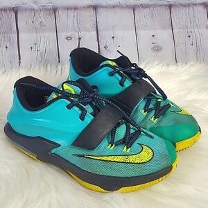 Nike KD VII 7 GS SZ 5Y Hyper Jade Volt Blue Kevin Durant 669942-302 Kids 6/WMN 8